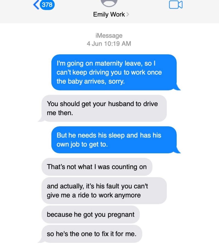 My Coworker Wants My Husband to Drive Her to Work While I’m on Maternity Leave — That’s Not Even the Craziest Part