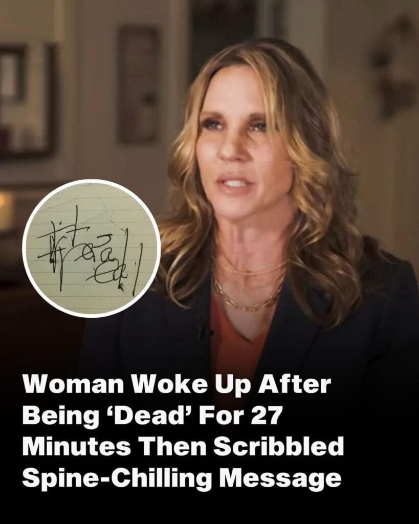 Tina was D.EA.D for 27 minutes, but as soon as she woke up she made a motion to get a piece of paper and then she scribbled a spine-chilling message 😨