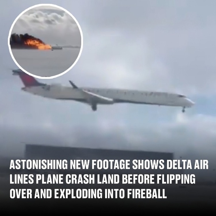 Astonishing new footage shows Delta Air Lines plane crash land before flipping over and exploding into fireball