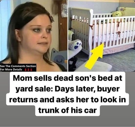 A grieving mother sells the bassinet of her stillborn child for $2; a week later, the buyer returns it transformed. Read more on the first comment 👇👇