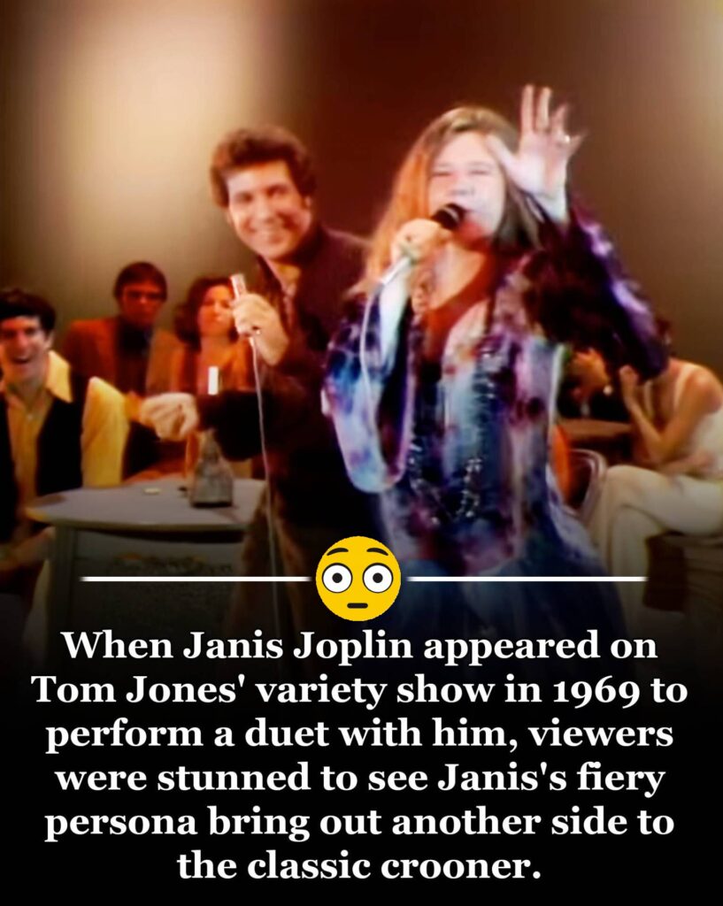 While Sir Tom Jones has never been considered one of the rock crowd, he kept up with Janis Joplin’s electric blues-rock vocals impressively.